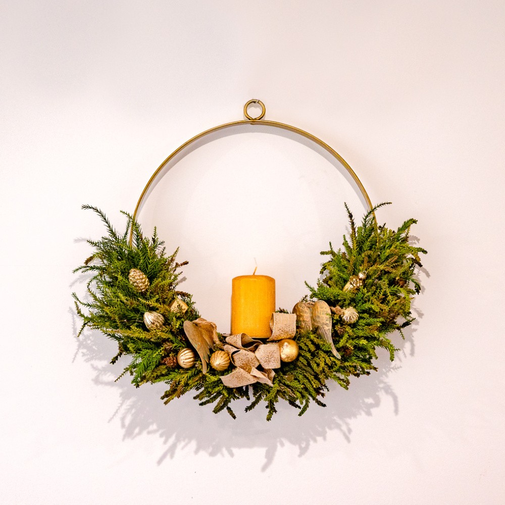 Svícen kruhový WAIKATO na 1 svíčku závěsný 40cm-0