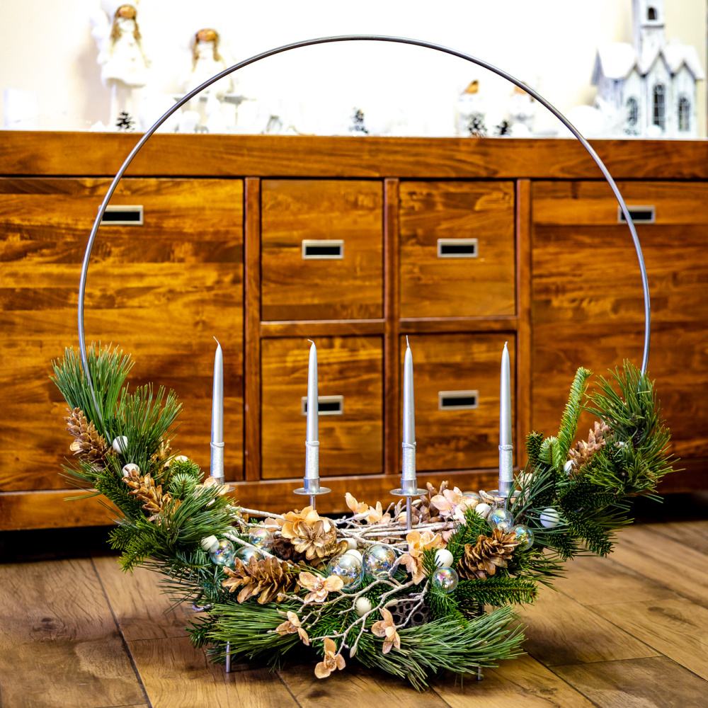 Svícen kulatý PUKHAN na 4 svíčky na nohách 90cm-1