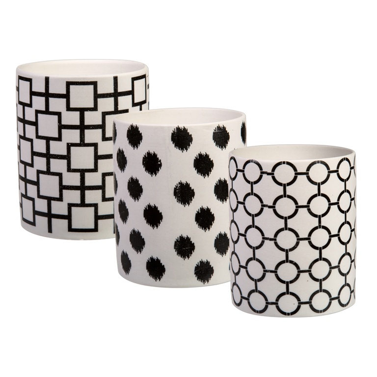 Svícny - Svícen na čajovku keramický 10cm bílo-černý