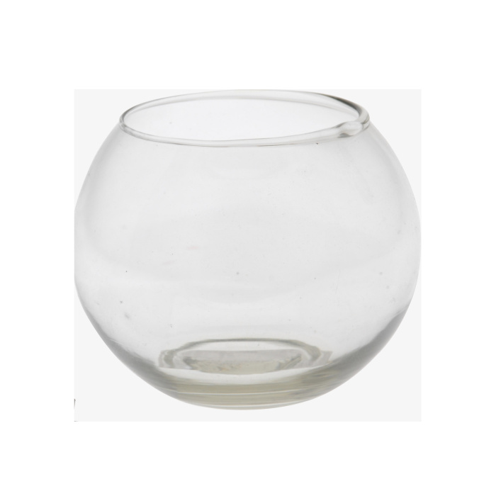 Skleněné vázy - Svícen na čajovku koule sklo 8cm