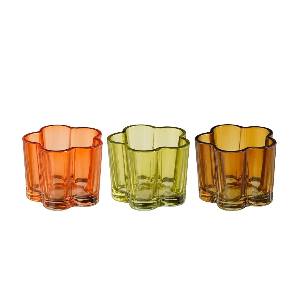 Svícny - Svícen na čajovku skleněná květina MONDY mix 7cm