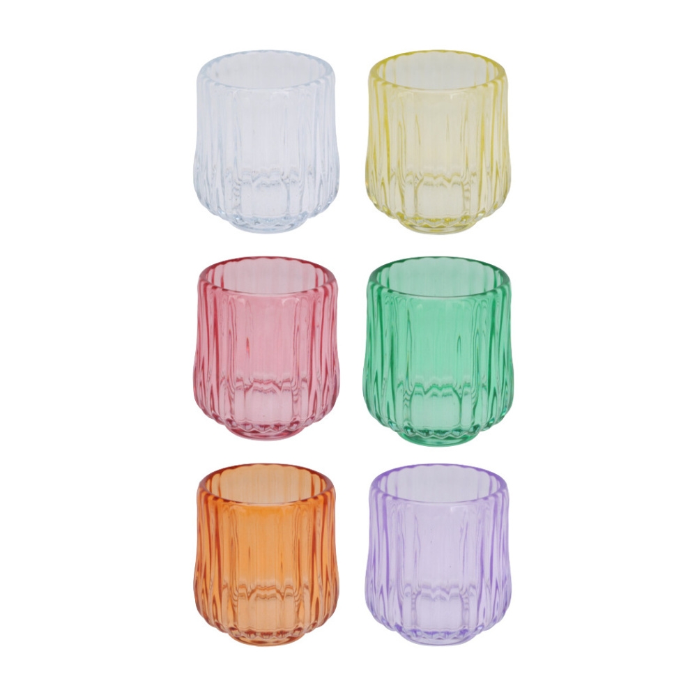 Svícny - Svícen na čajovku skleněný mix 7,5cm