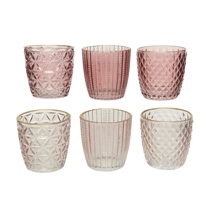 Svícny - Svícen na čajovku skleněný s oranamenty mix 7,5cm