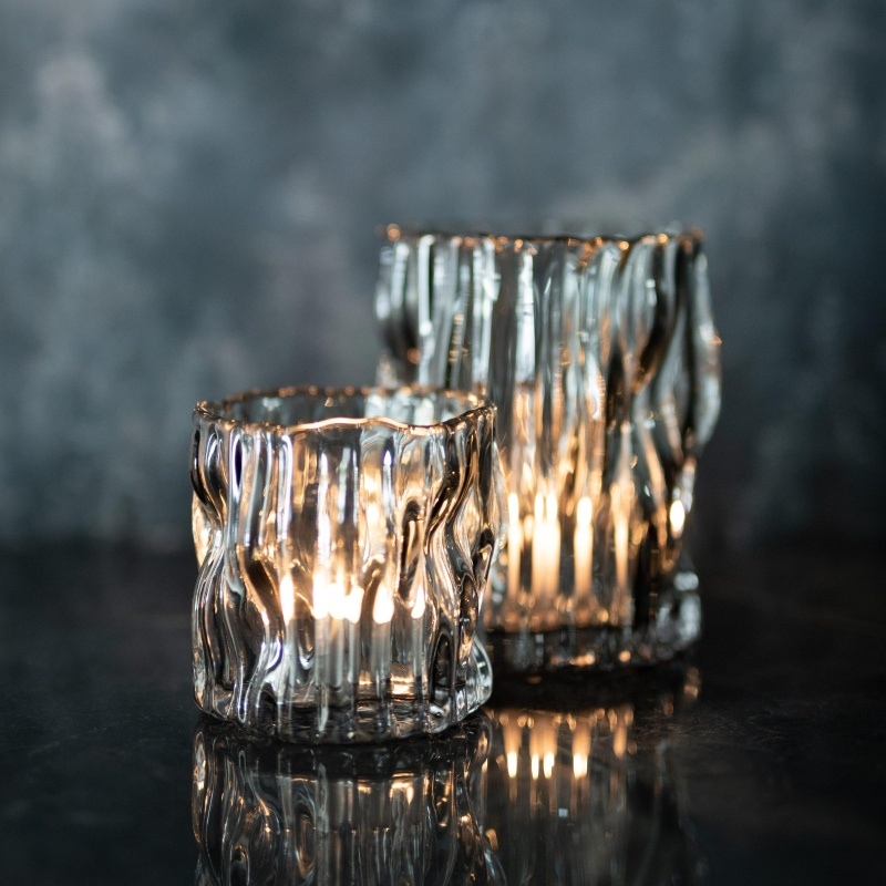 Svícen na čajovku skleněný válcový LIVI čirý 10cm-0