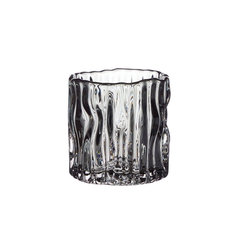 Svícny - Svícen na čajovku skleněný válcový LIVI kouřový 10cm