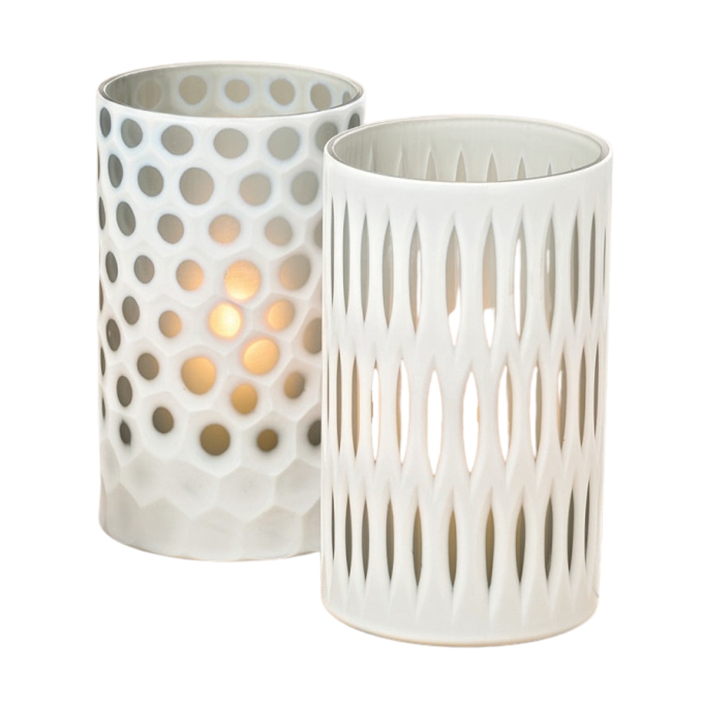 Svícny - Svícen na čajovku skleněný válec KENDRA 10cm bílý