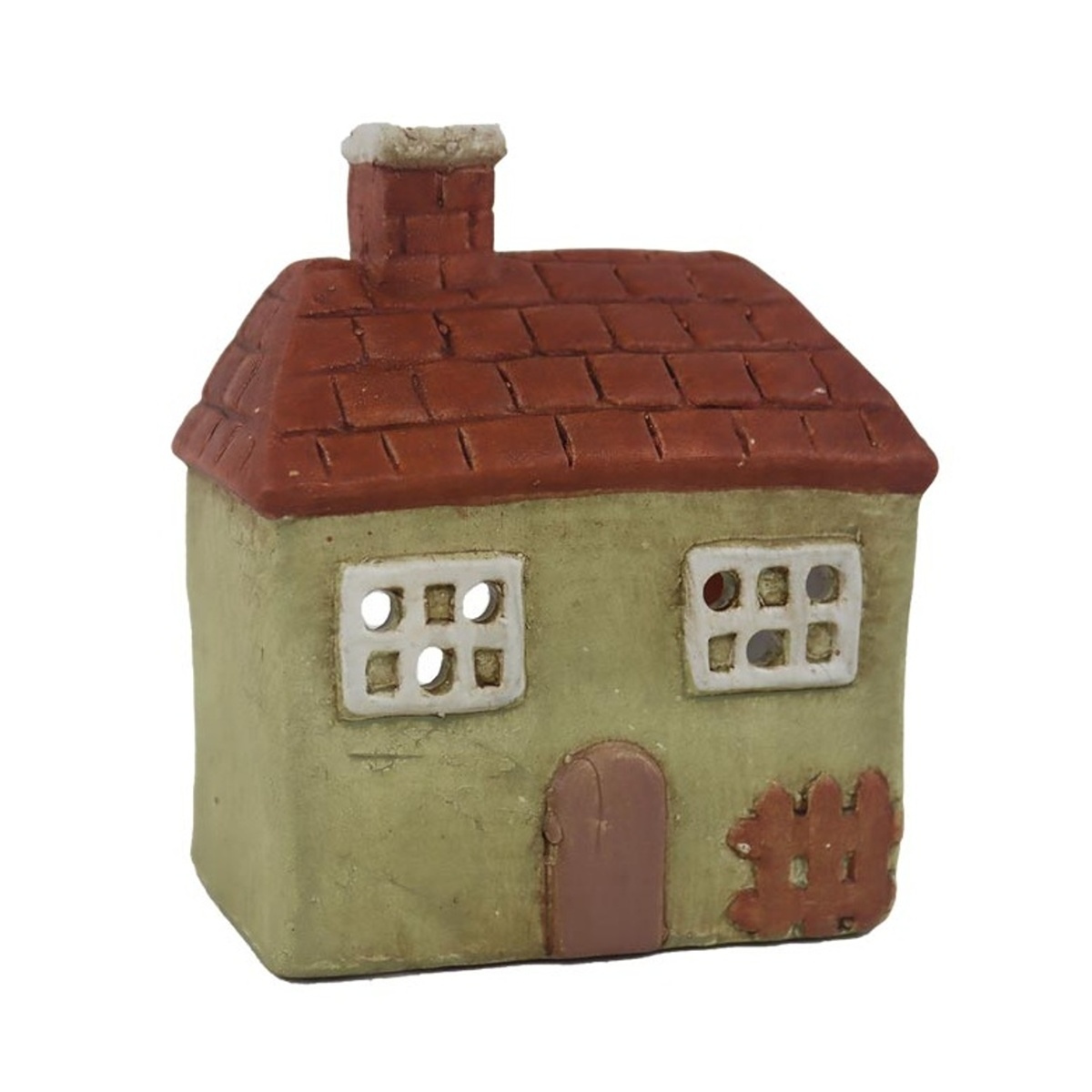 Svícny - Svícen na čajovku terakotový dům 11,5cm
