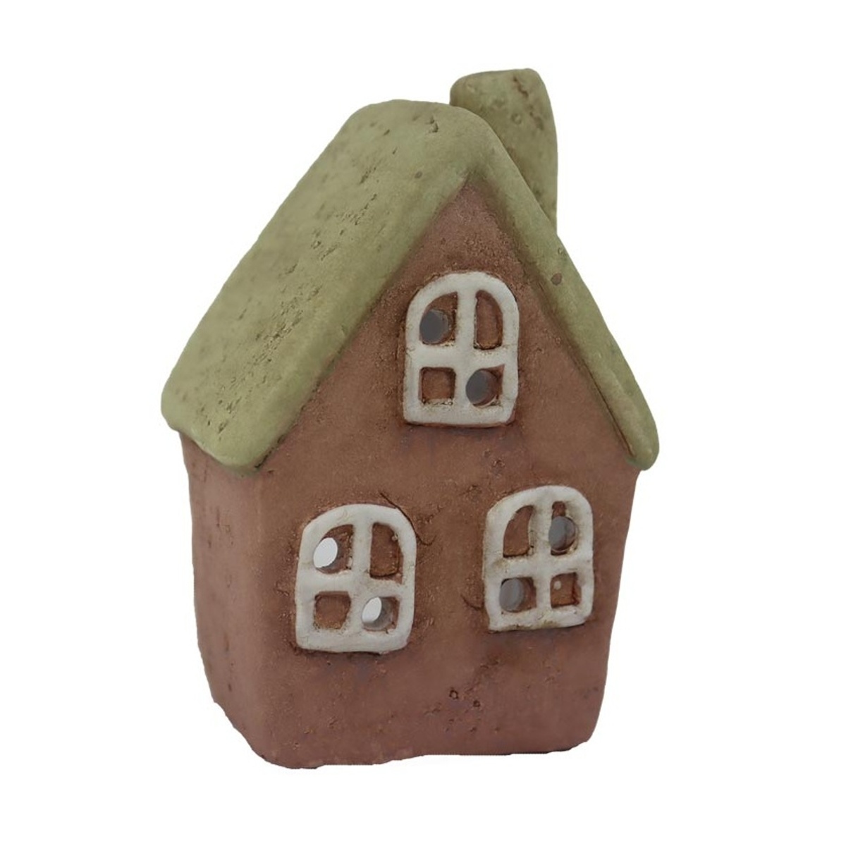 Svícny - Svícen na čajovku terakotový dům 11cm