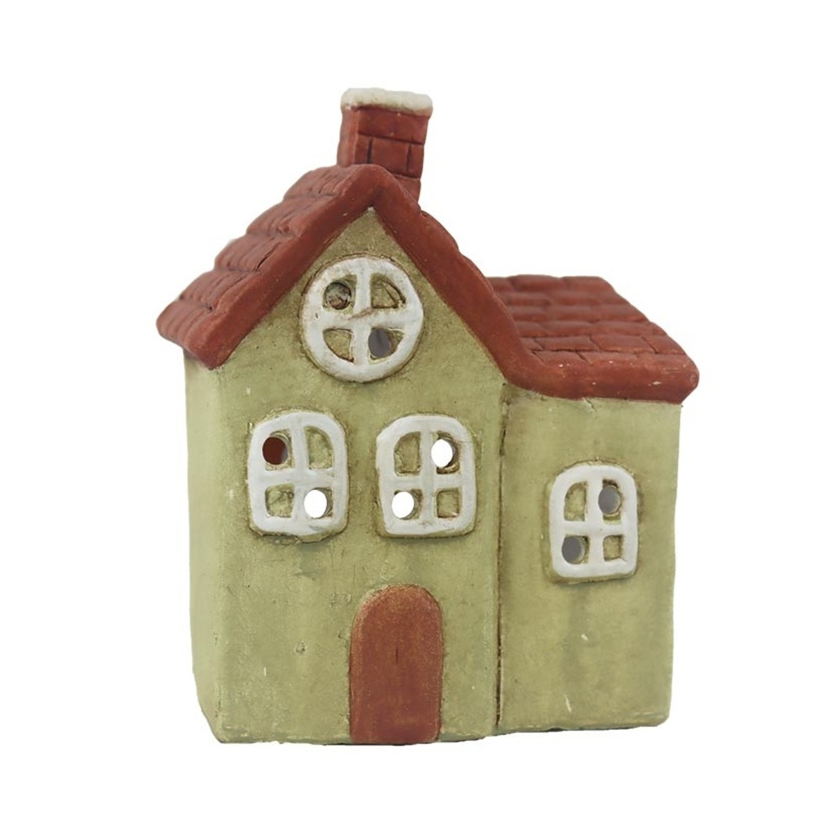 Svícny - Svícen na čajovku terakotový dům 13cm