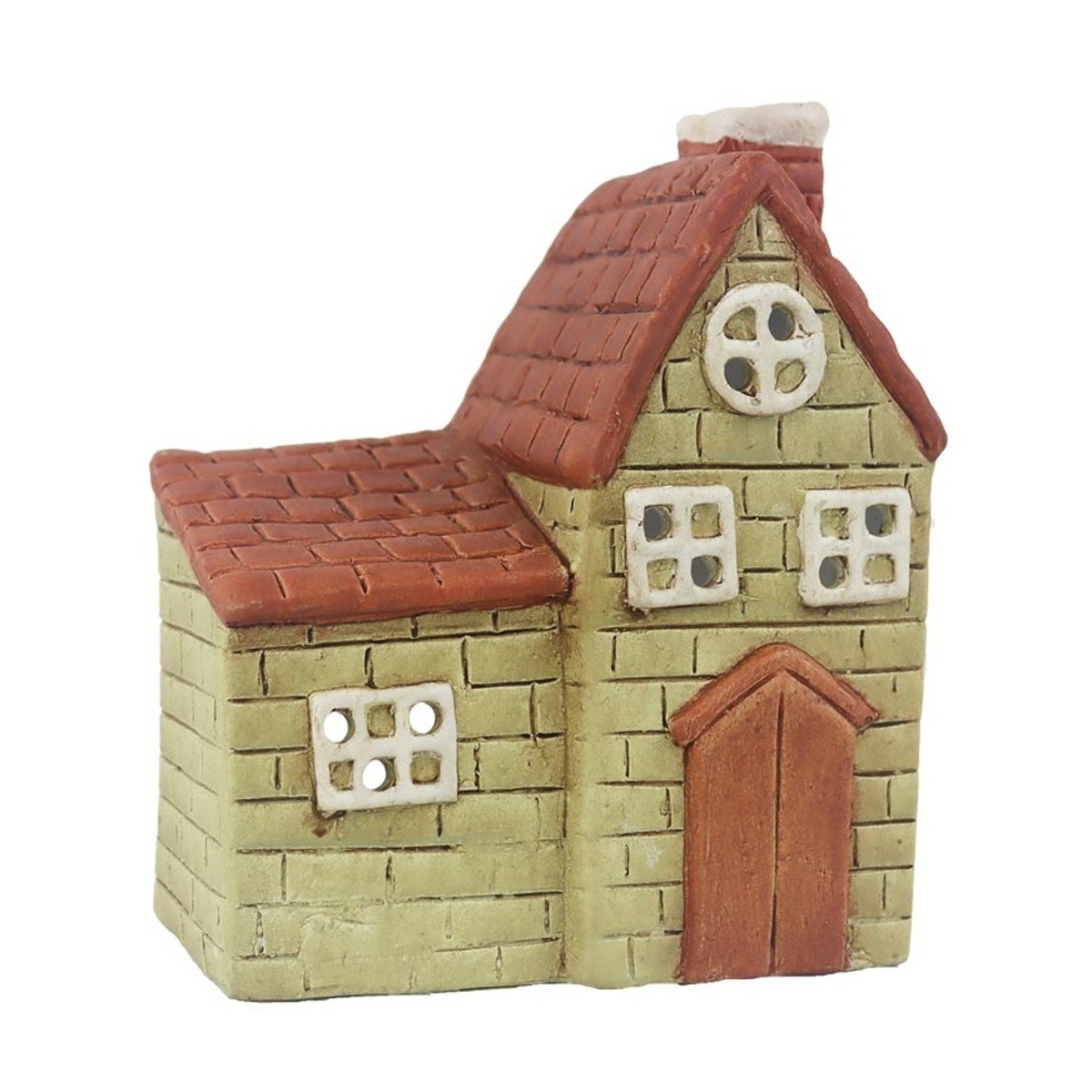 Svícny - Svícen na čajovku terakotový dům 16cm