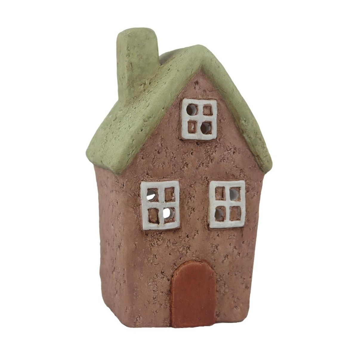 Svícny - Svícen na čajovku terakotový dům 18cm