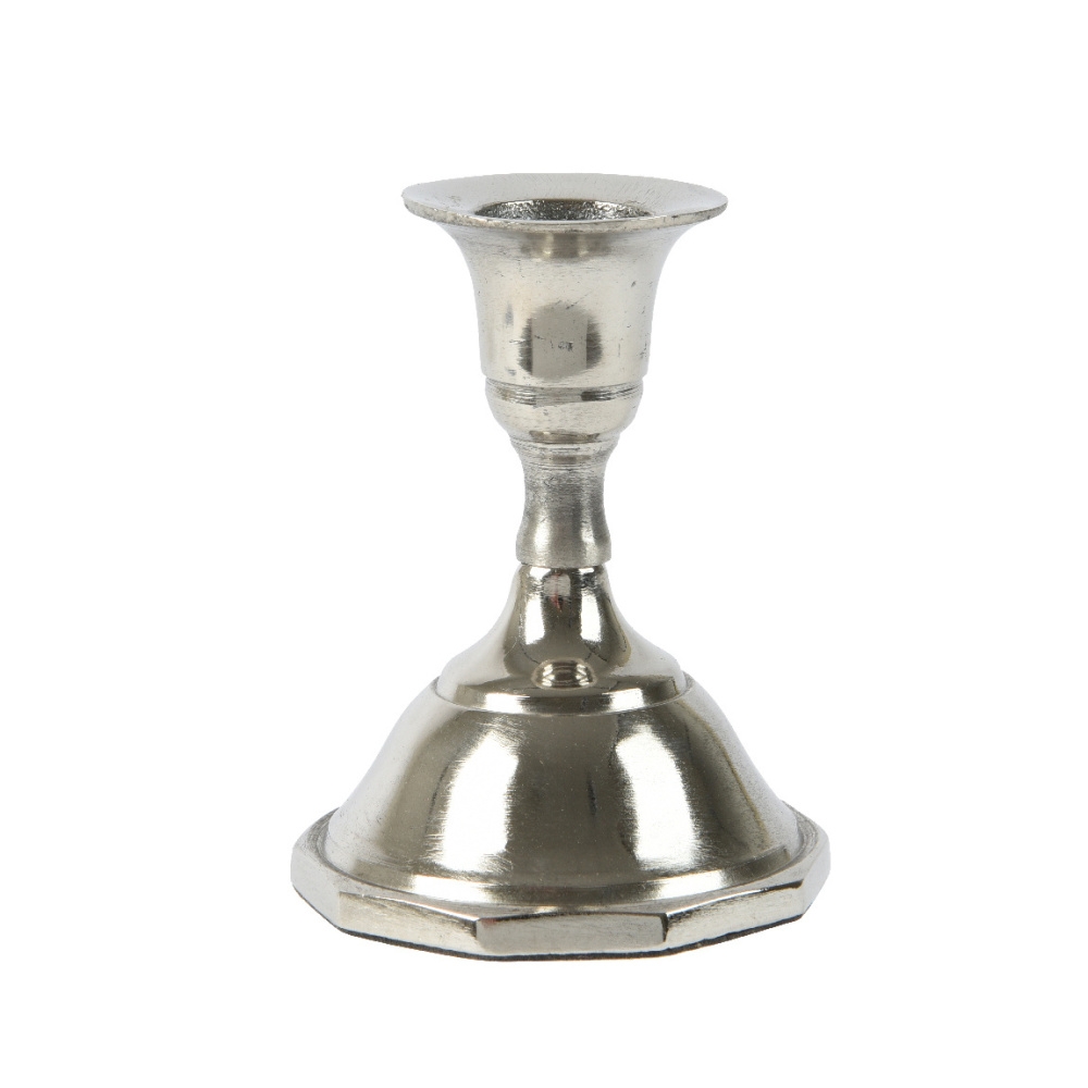 Svícny - Svícen na noze hliníkový na 1 svíčku stříbrný 10cm