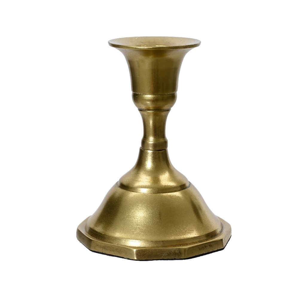 Svícny - Svícen na noze hliníkový na 1 svíčku zlatý 10cm