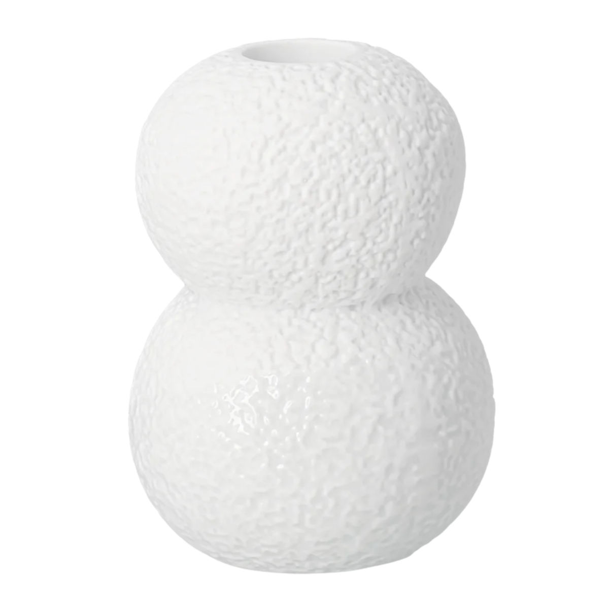 Svícny - Svícen porcelánový 2 sněhové koule na kónickou svíčku 12cm