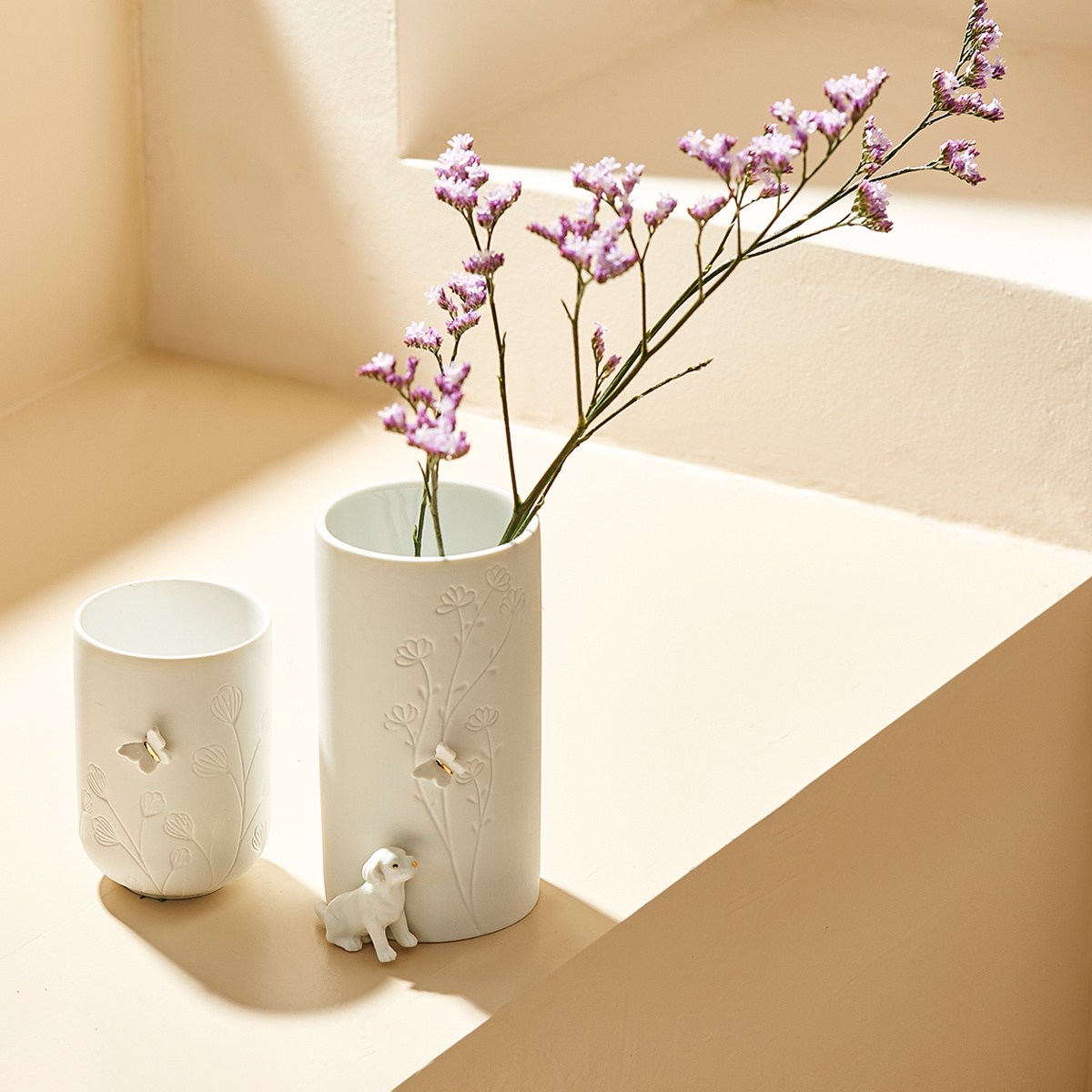 Svícen porcelánový s motýlem 7cm-0