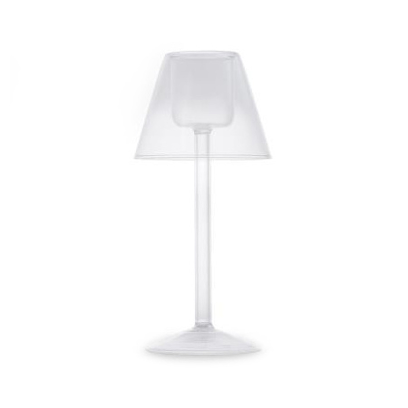 Svícny - Svícen skleněná lampička na noze na čajovku čirá 22cm