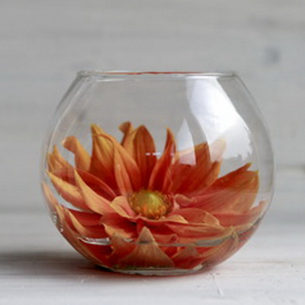 Svícen skleněný kulatý čirý 8cm-1