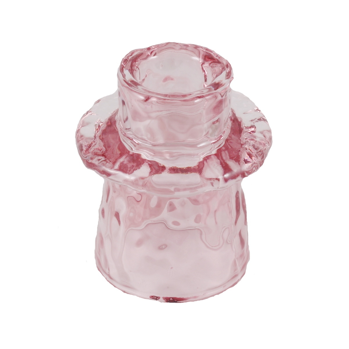 Svícny - Svícen skleněný na čajovku OTIS sv.růžový 7cm