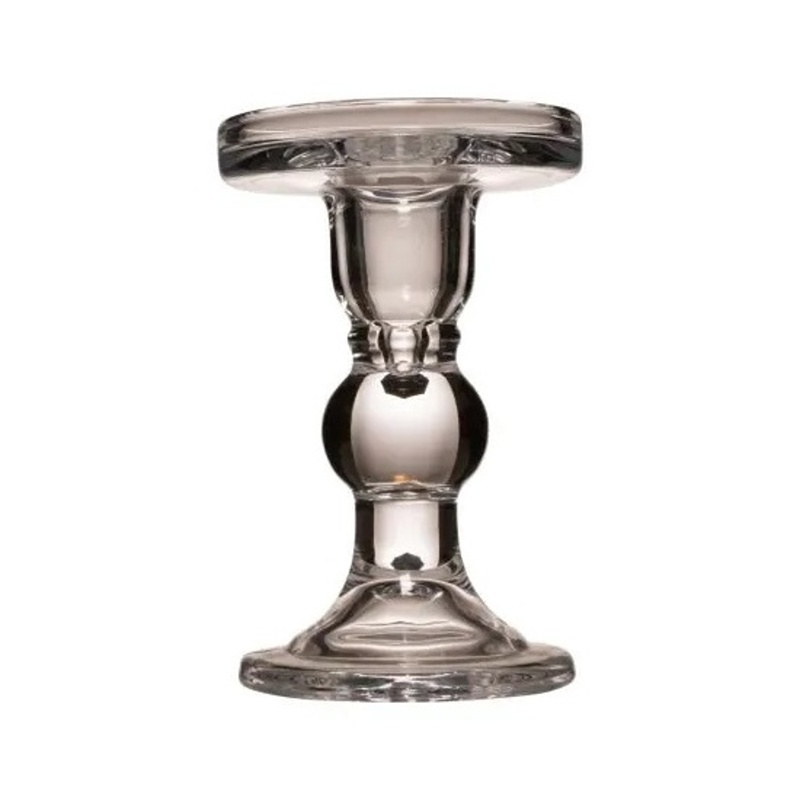 Svícny - Svícen skleněný na noze ANNI na 1 svíčku čirý 14cm