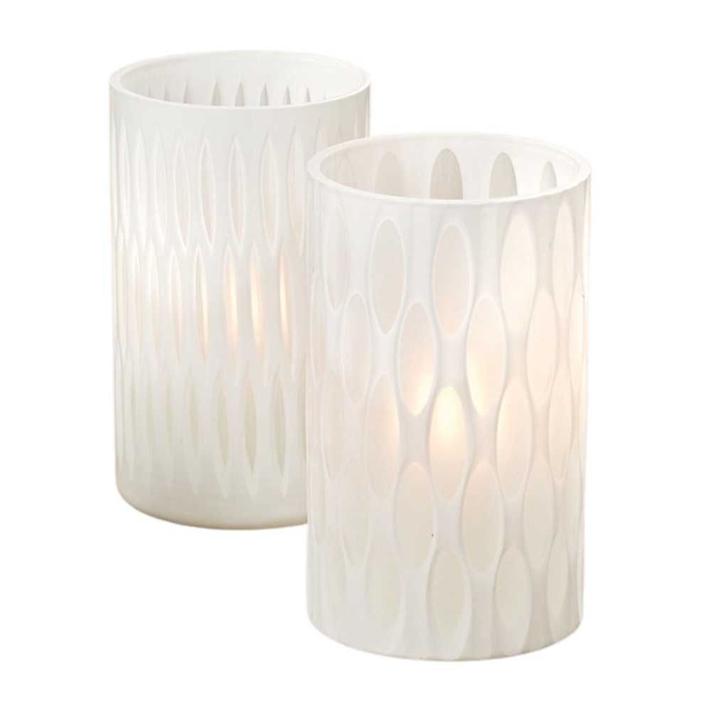 Svícny - Svícen válcový skleněný MALOS 20cm bílý