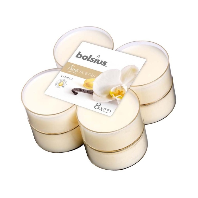 Čajové svíčky Bolsius - Svíčka čajová vonná Maxi BOLSIUS 8ks Vanilka