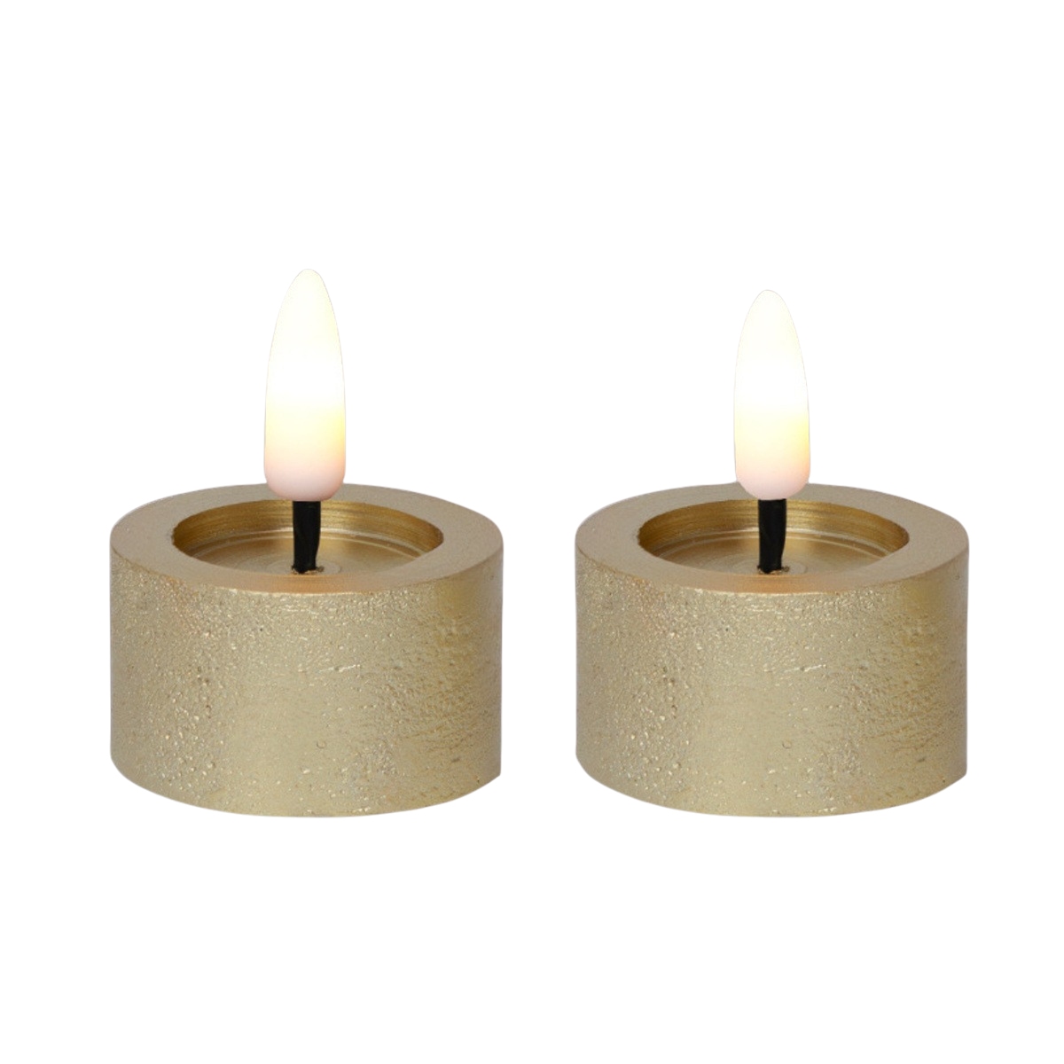 Elektrické svíčky - Svíčka čajová zlatá 1LED t.bílá s časovačem na baterie 2ks