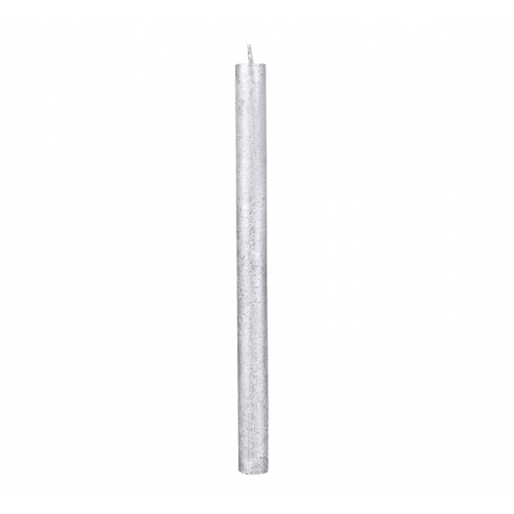 Klasické svíčky - Svíčka dlouhá RUSTIC metalická stříbrná 30cm