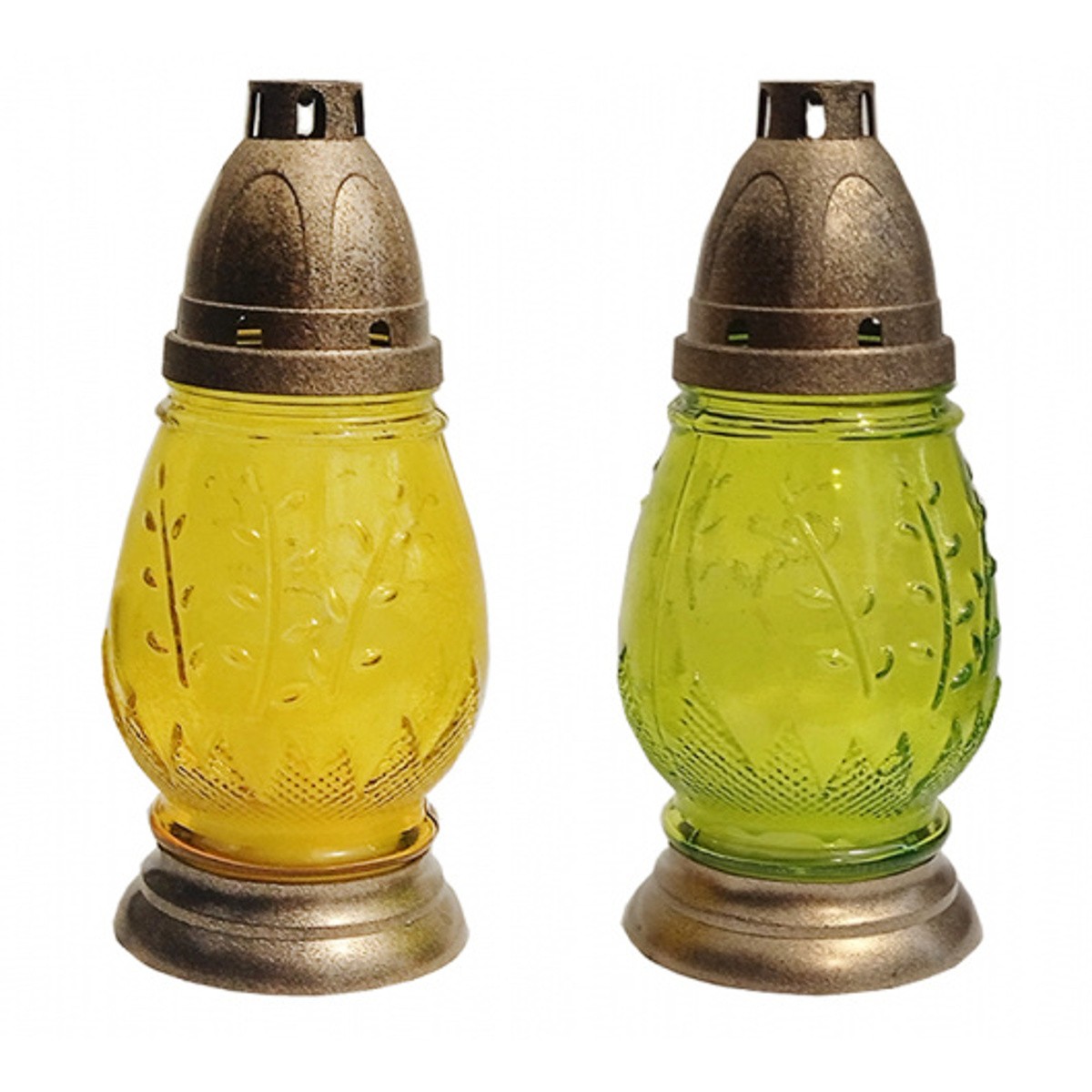 Hřbitovní svíčky - Svíčka hřbitovní LAMPA skleněná s jívou mix 20cm