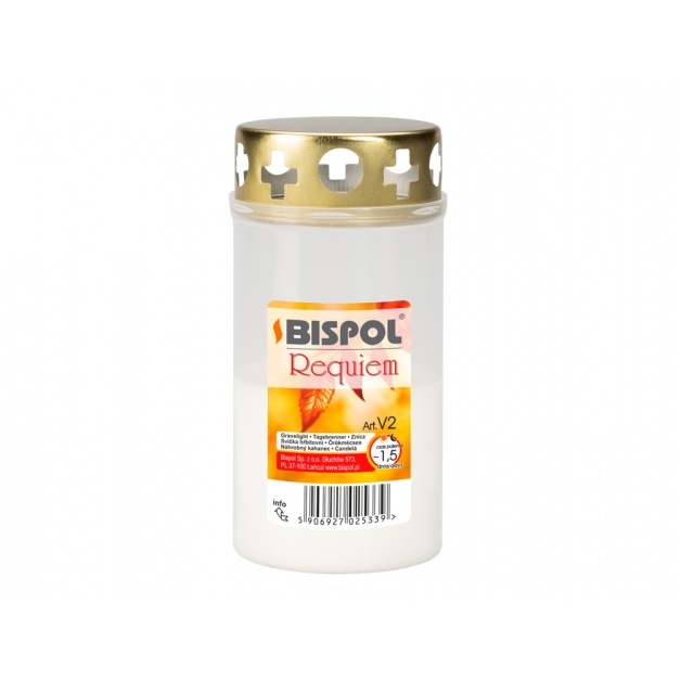 Hřbitovní svíčky - Svíčka hřbitovní s víčkem Requiem bílá 12,5cm