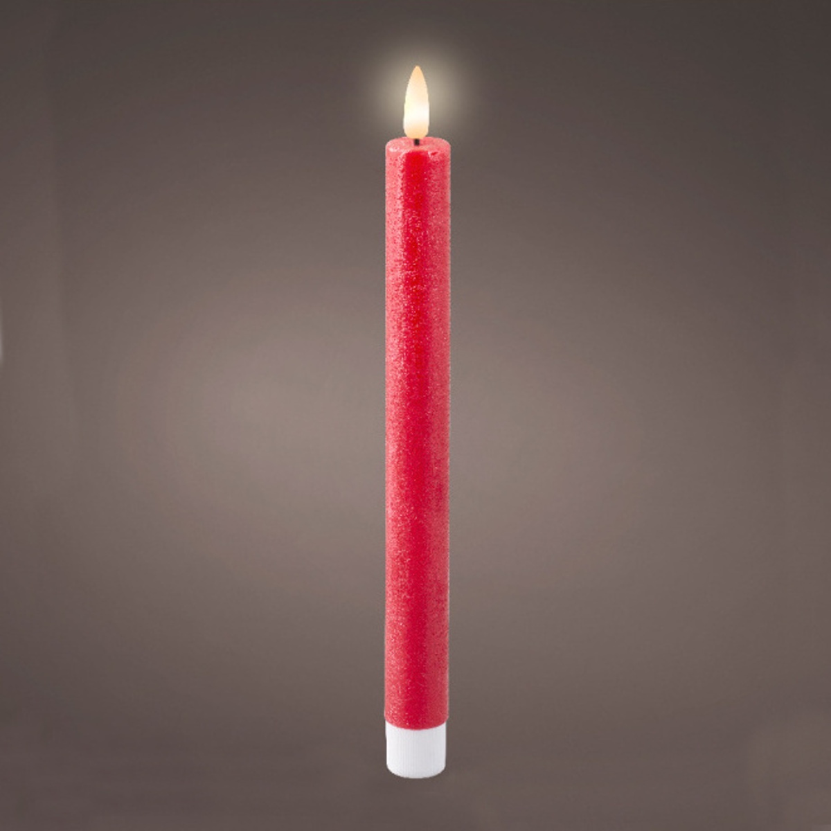 Svíčka kónická červená 1LED, t.bílá s časovačem na baterie 2ks