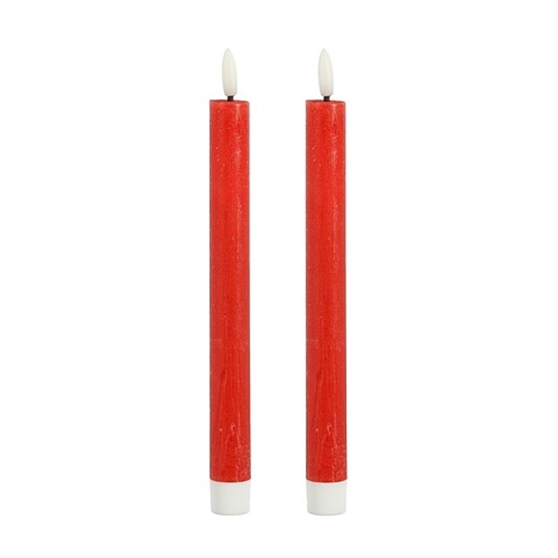 Elektrické svíčky - Svíčka kónická s 1LED ,t.bílá s časovačem na baterie červená 2ks