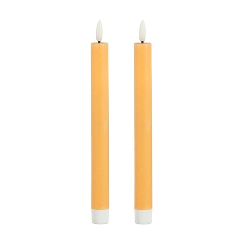 Elektrické svíčky - Svíčka kónická s 1LED, t.bílá s časovačem na baterie oranžová 2ks