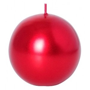 Klasické svíčky - Svíčka koule metalická červená 5,6cm