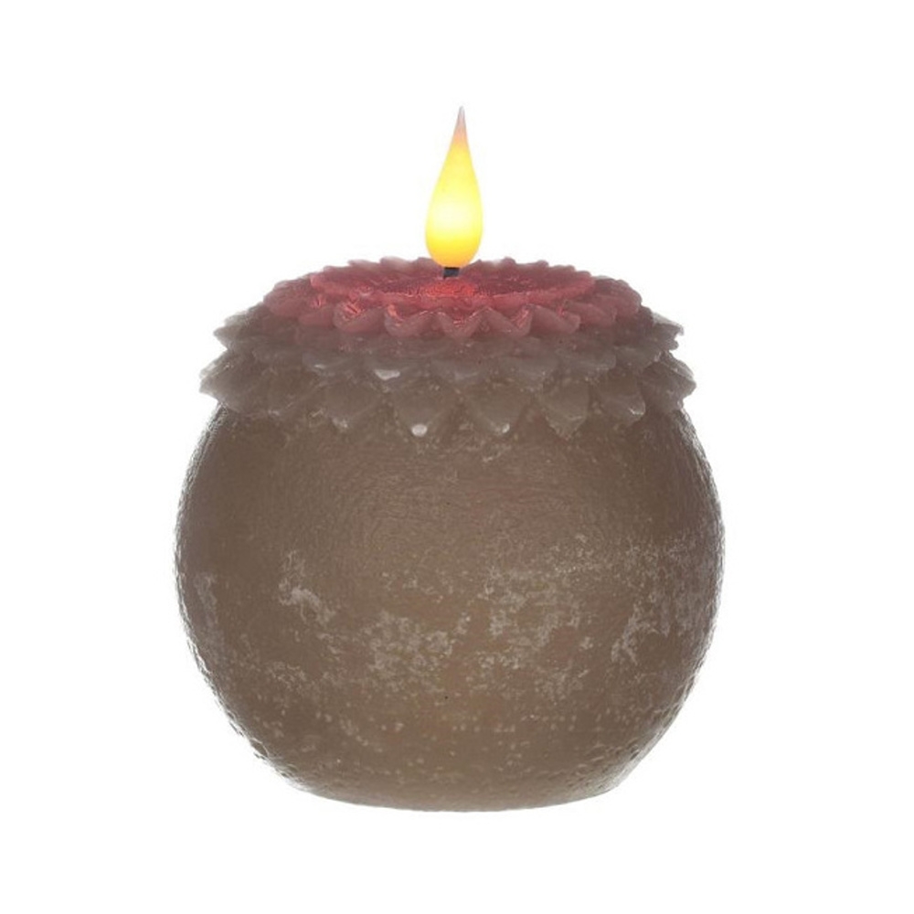 Elektrické svíčky - Svíčka květinová koule s LED, t.bílá na baterie mauve 9cm