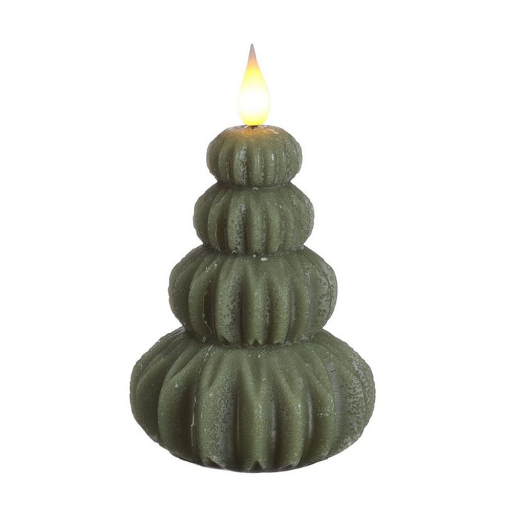 Elektrické svíčky - Svíčka strom LED, t.bílá s časovačem na baterie zelený 14cm