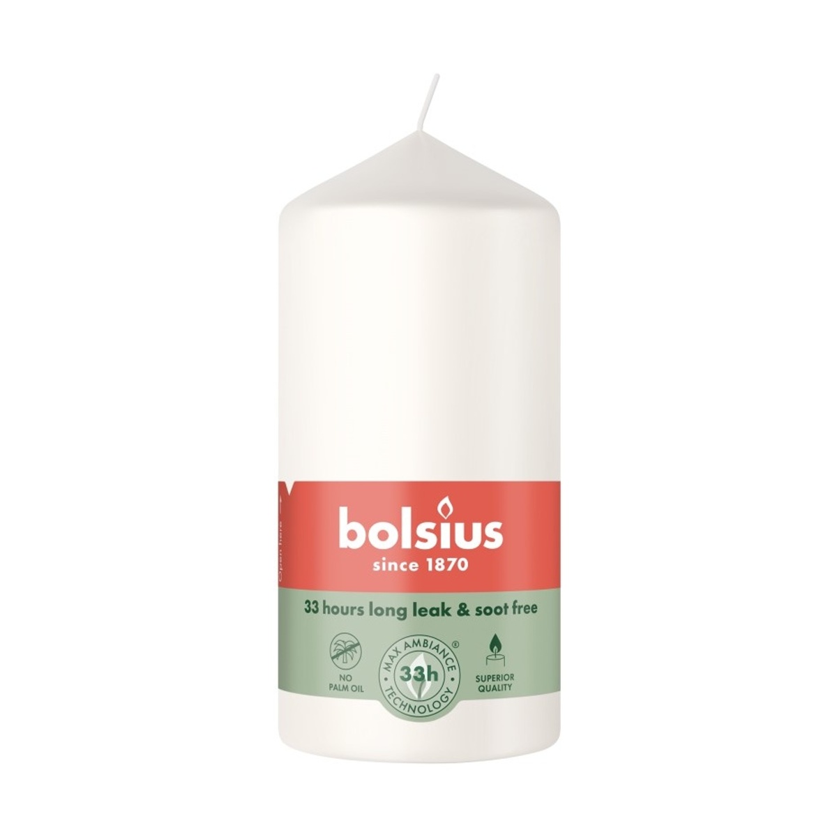 Svíčky Bolsius - Svíčka válcová BOLSIUS bílá 12cm