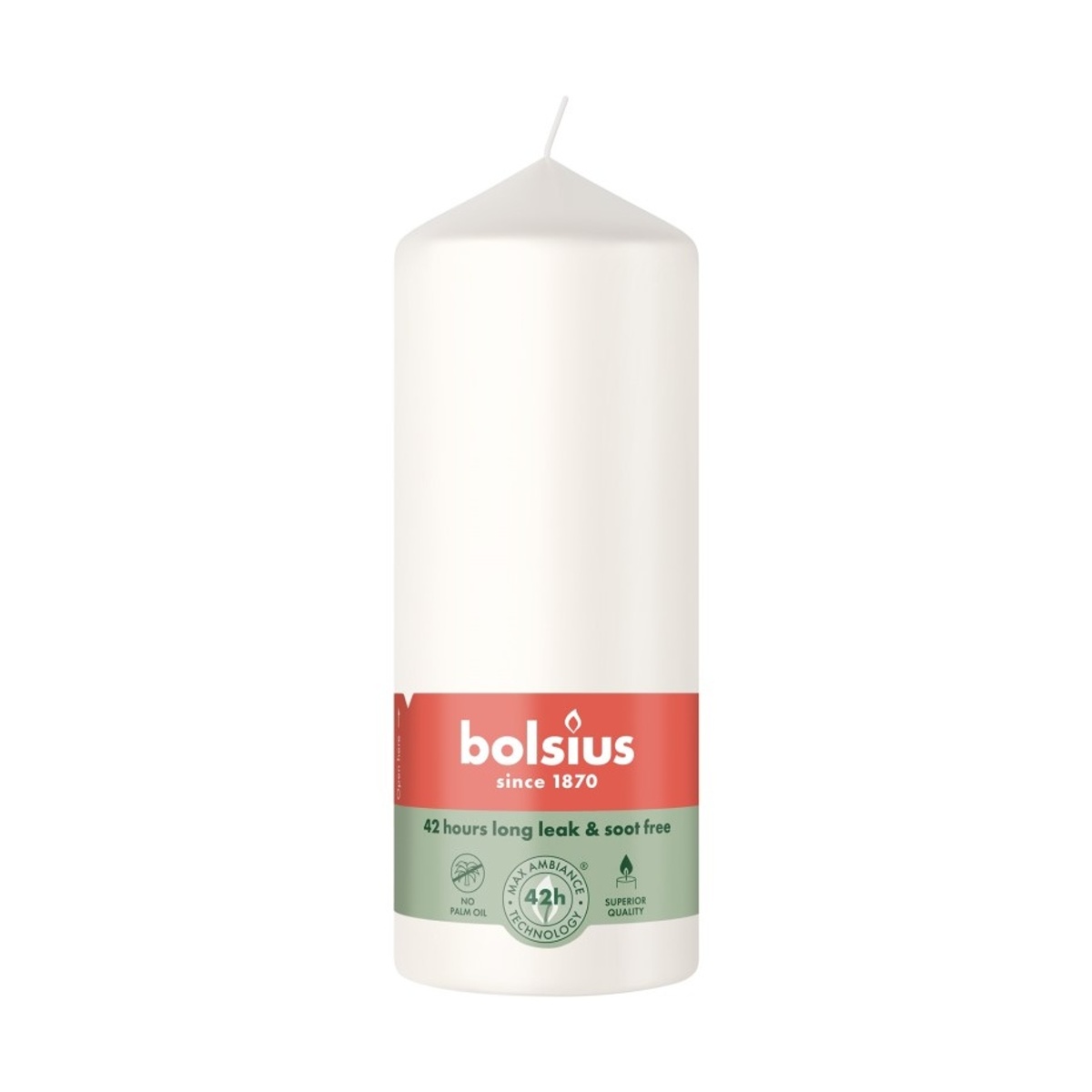Svíčky Bolsius - Svíčka válcová BOLSIUS bílá 15cm