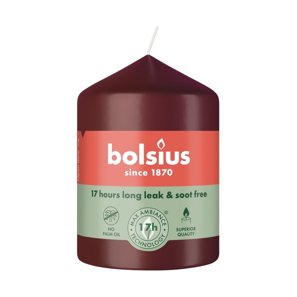 Svíčky Bolsius - Svíčka válcová BOLSIUS bordó 8cm