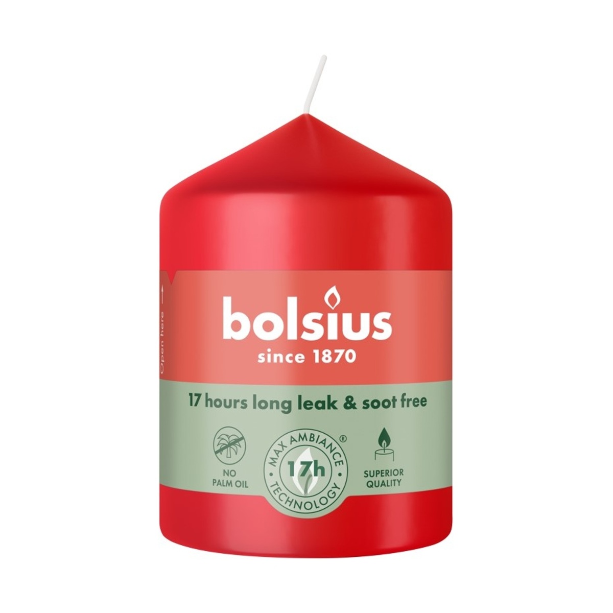 Svíčky Bolsius - Svíčka válcová BOLSIUS červená 8cm