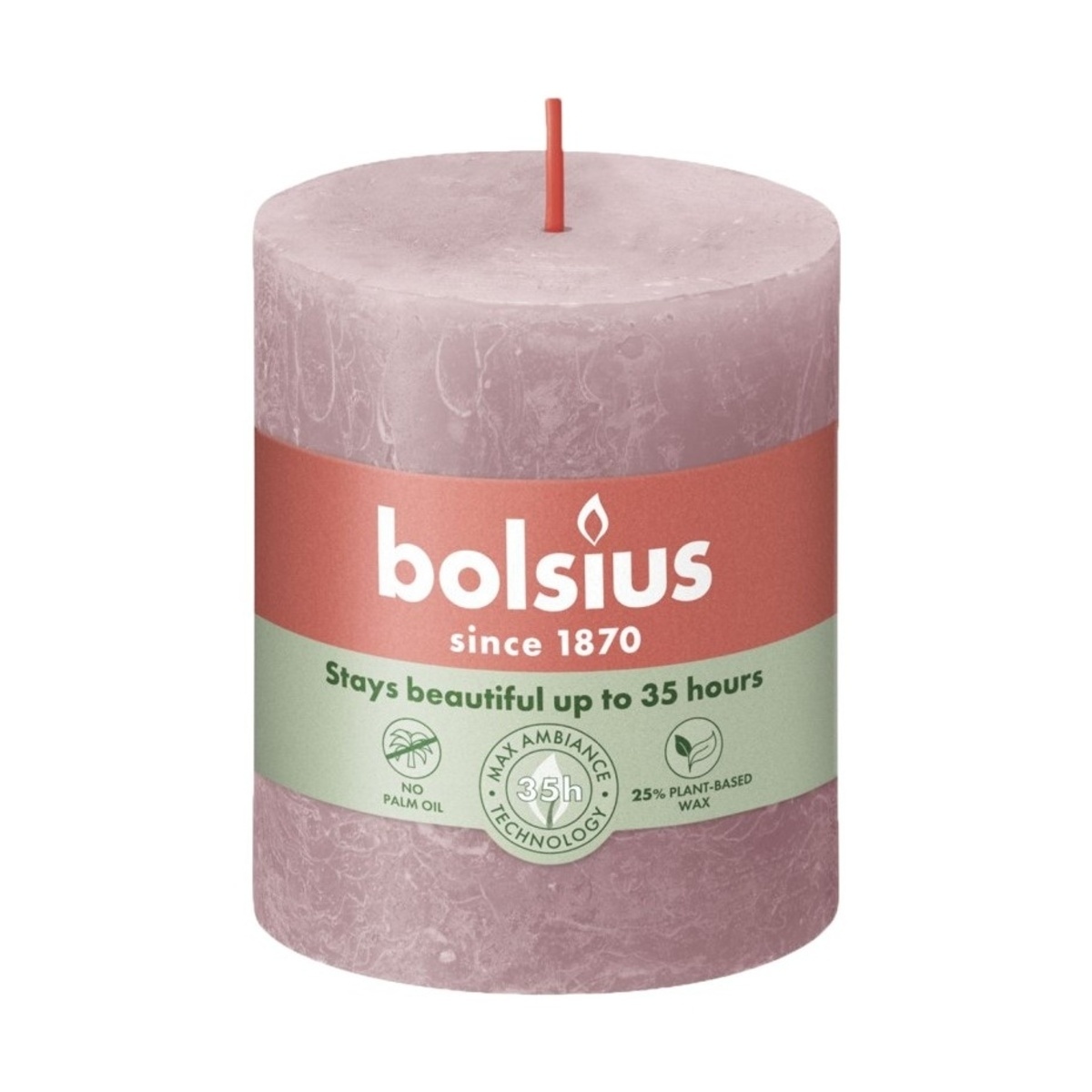 Svíčky Bolsius - Svíčka válcová Bolsius RUSTIC SHINE růžová 8cm