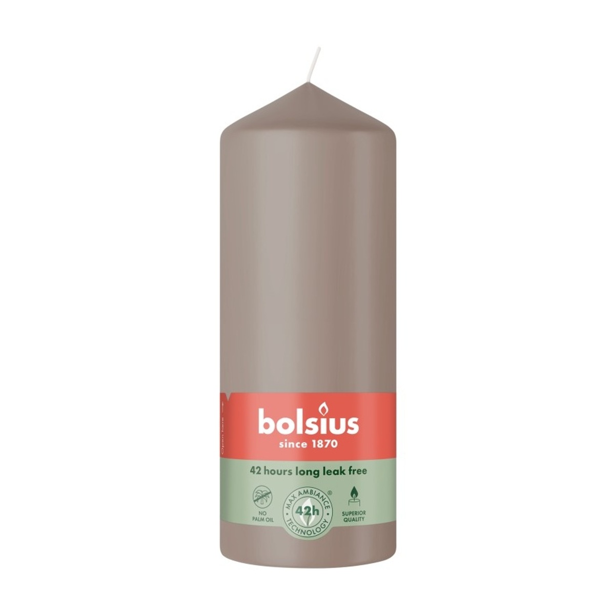 Svíčky Bolsius - Svíčka válcová BOLSIUS taupe 15cm