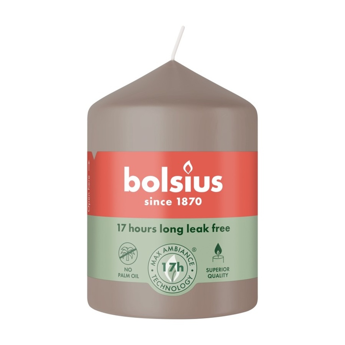 Svíčky Bolsius - Svíčka válcová BOLSIUS taupe 8cm