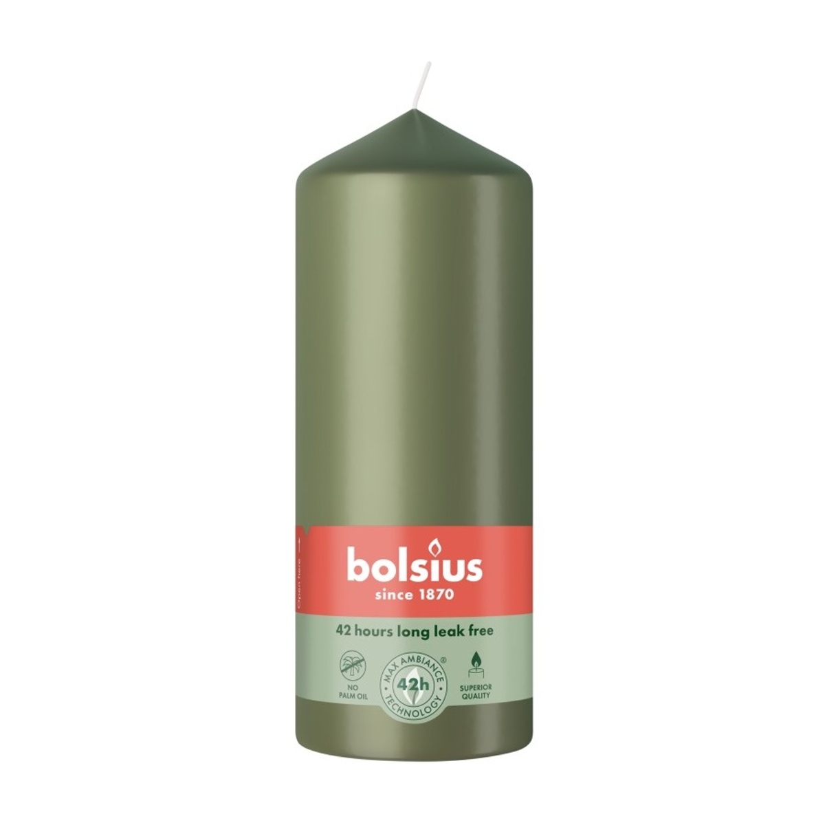 Svíčky Bolsius - Svíčka válcová BOLSIUS zelená 15cm