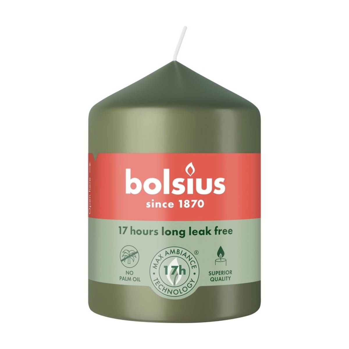 Svíčky Bolsius - Svíčka válcová BOLSIUS zelená 8cm