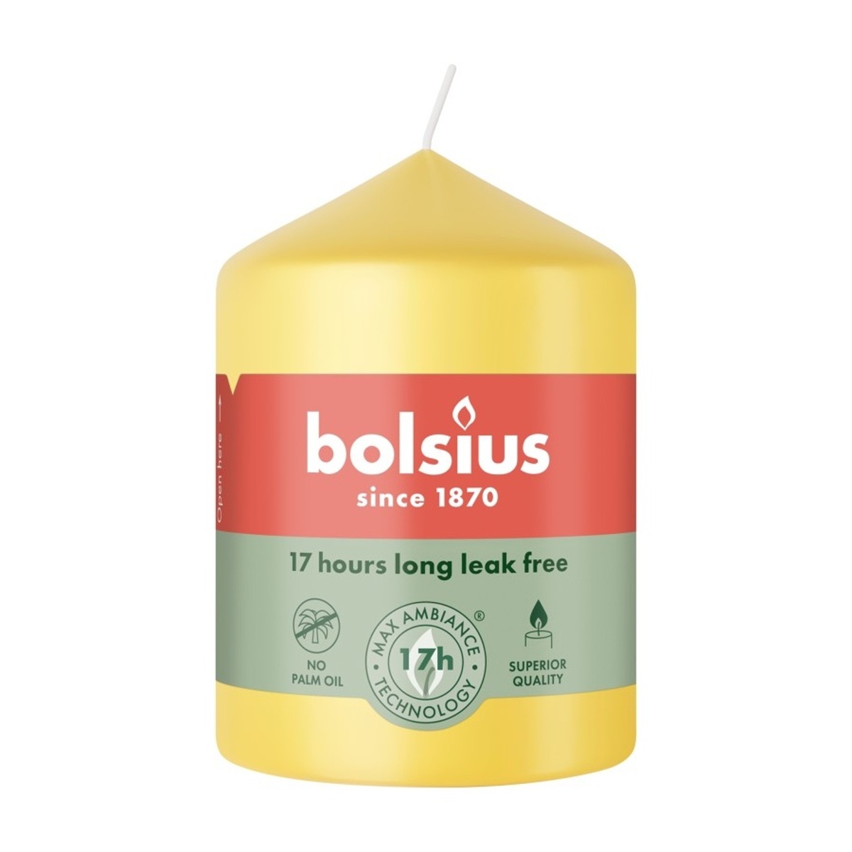 Svíčky Bolsius - Svíčka válcová BOLSIUS žlutá 8cm