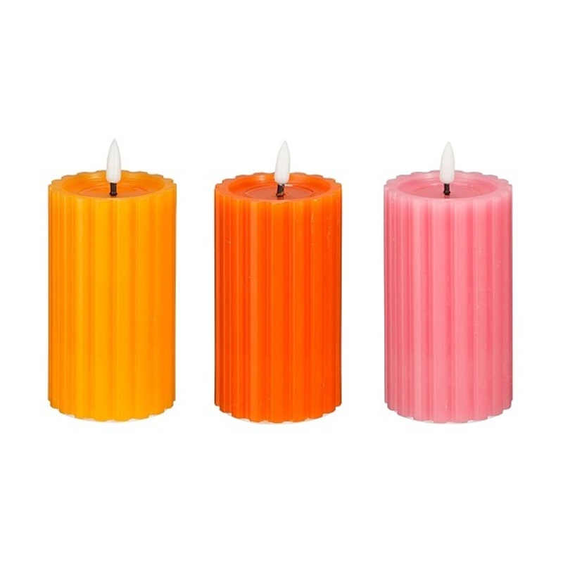 Elektrické svíčky - Svíčka válcová s 1LED, t.bílá s časovačem na baterie mix 12,5cm