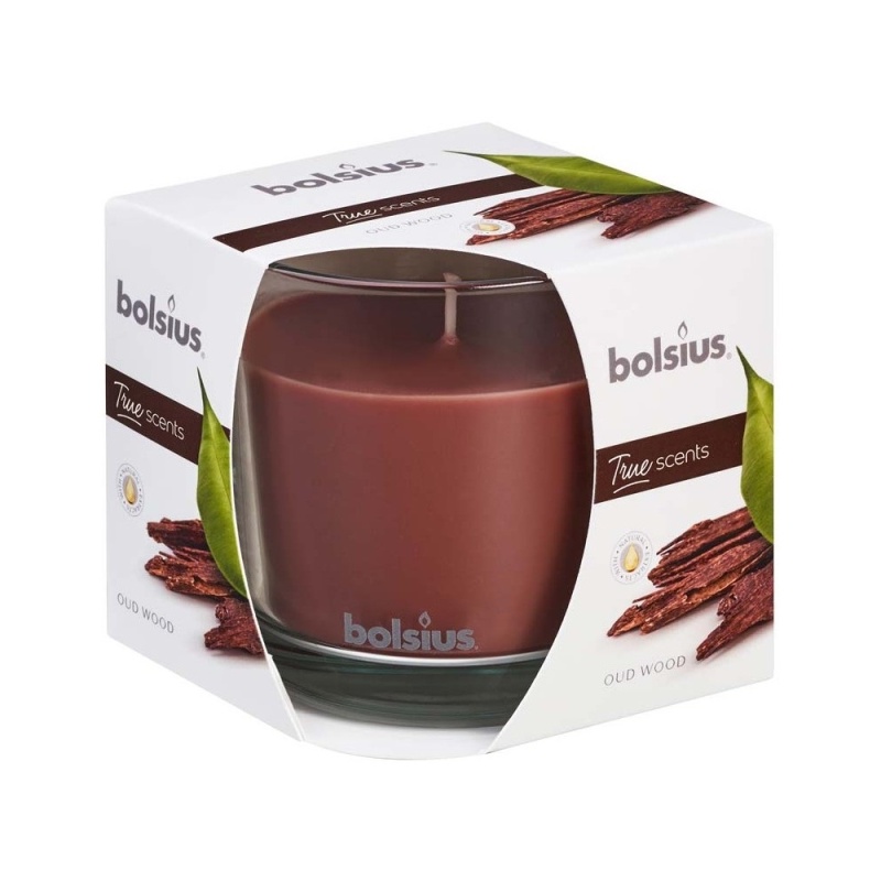 Svíčky Bolsius ve skle - Svíčka vonná sklo BOLSIUS Dřevo 9,5cm