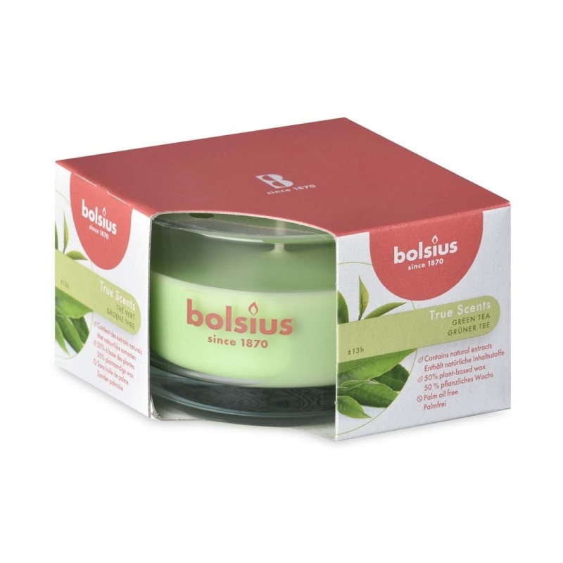 Svíčky Bolsius ve skle - Svíčka vonná sklo BOLSIUS Green Tea 8cm