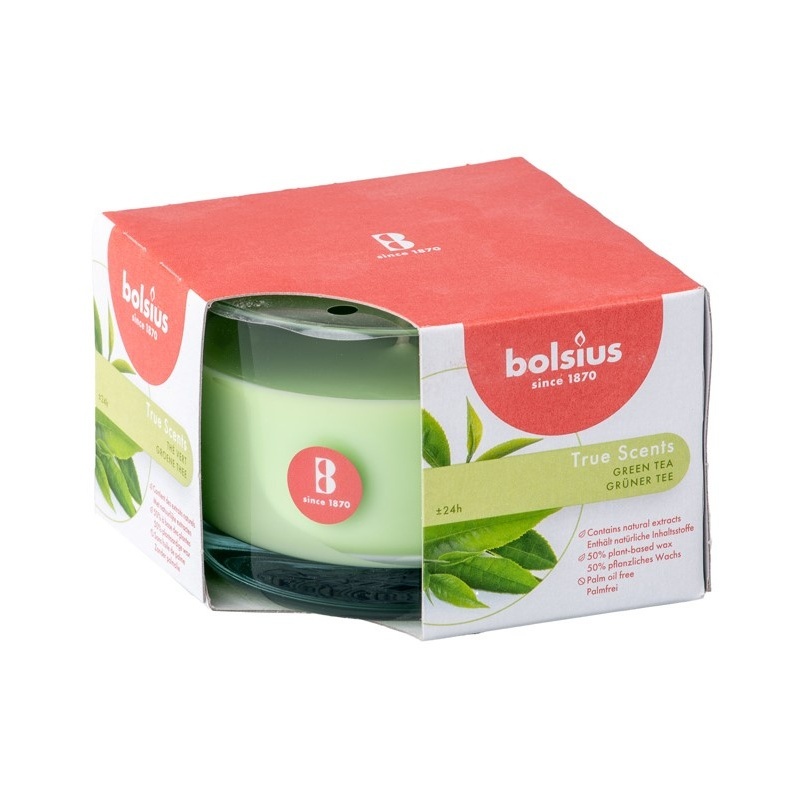 Svíčky Bolsius ve skle - Svíčka vonná sklo BOLSIUS Green Tea 9cm