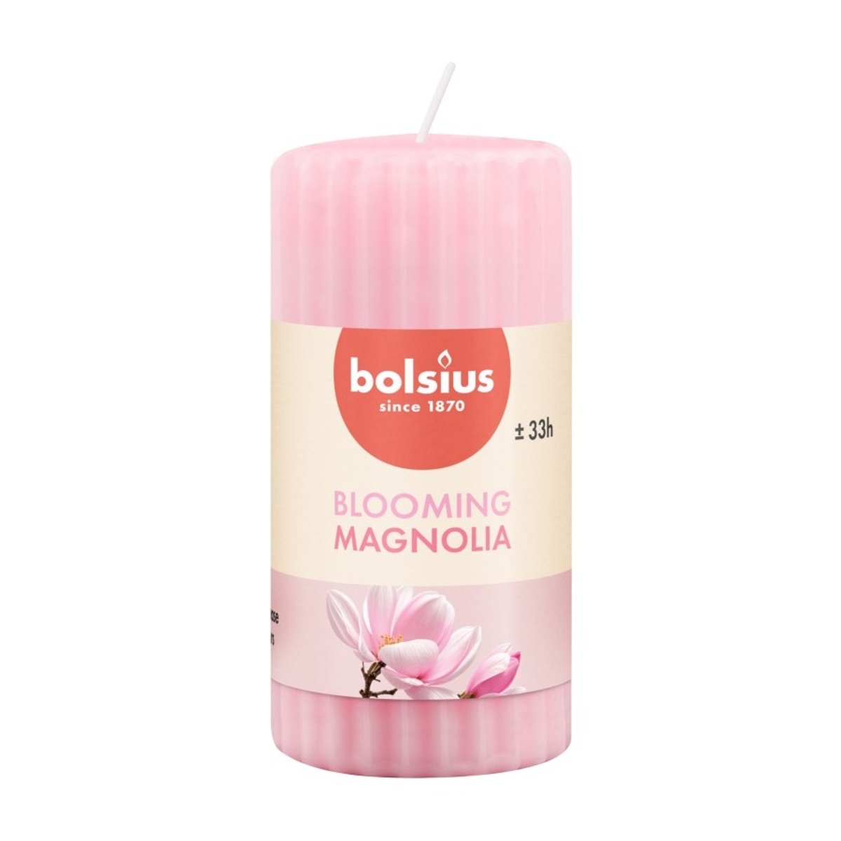 Svíčky Bolsius - Svíčka vonná válcová rýhovaná BOLSIUS Magnolia 12cm
